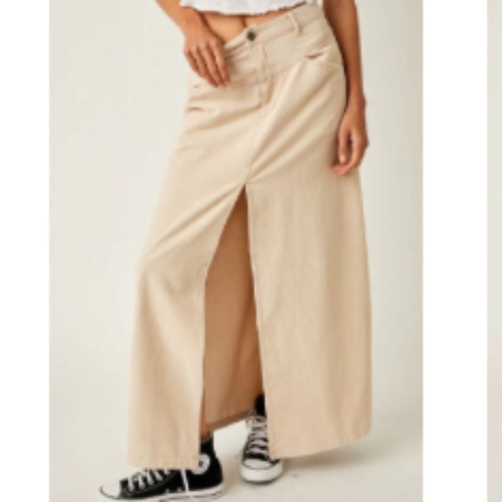 WE THE FREE COME AS YOU ARE CORDUROY MAXI SKIRT SIZE 12 MSRP $128.00 NWOT cream - Picture 2 of 15